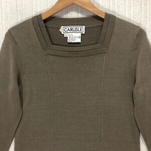 Carlisle Women's Silk Cotton Knit Long Sleeve Top Square Neck Size Small‎